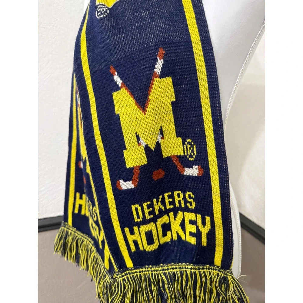 Rare Vintage Booster Club Dekers Blue Line Club Michigan Hockey Scarf Specialty